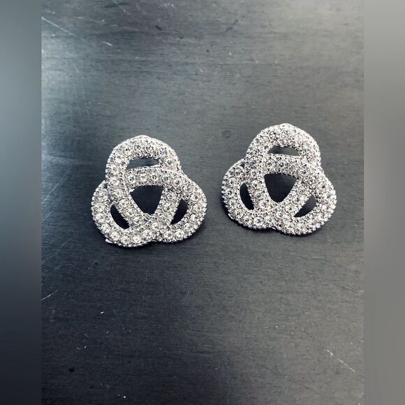 NWT Silver Crystal Infinity Swirl Earrings - Picture 1 of 3